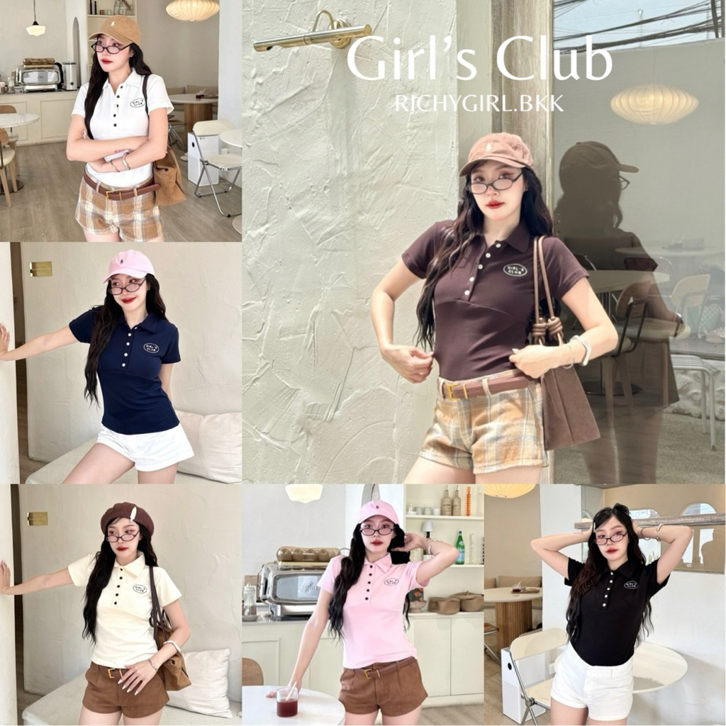 RICHYGIRL | Lucy Top เสื้อโปโลคอปกผ้าคอตตอนหนานุ่ม เย็บตีเกล็ดเข้ารูปสวยเป๊ะ ทรงสลิม (มี2ไซส์S/L) ในไลฟ์1xx