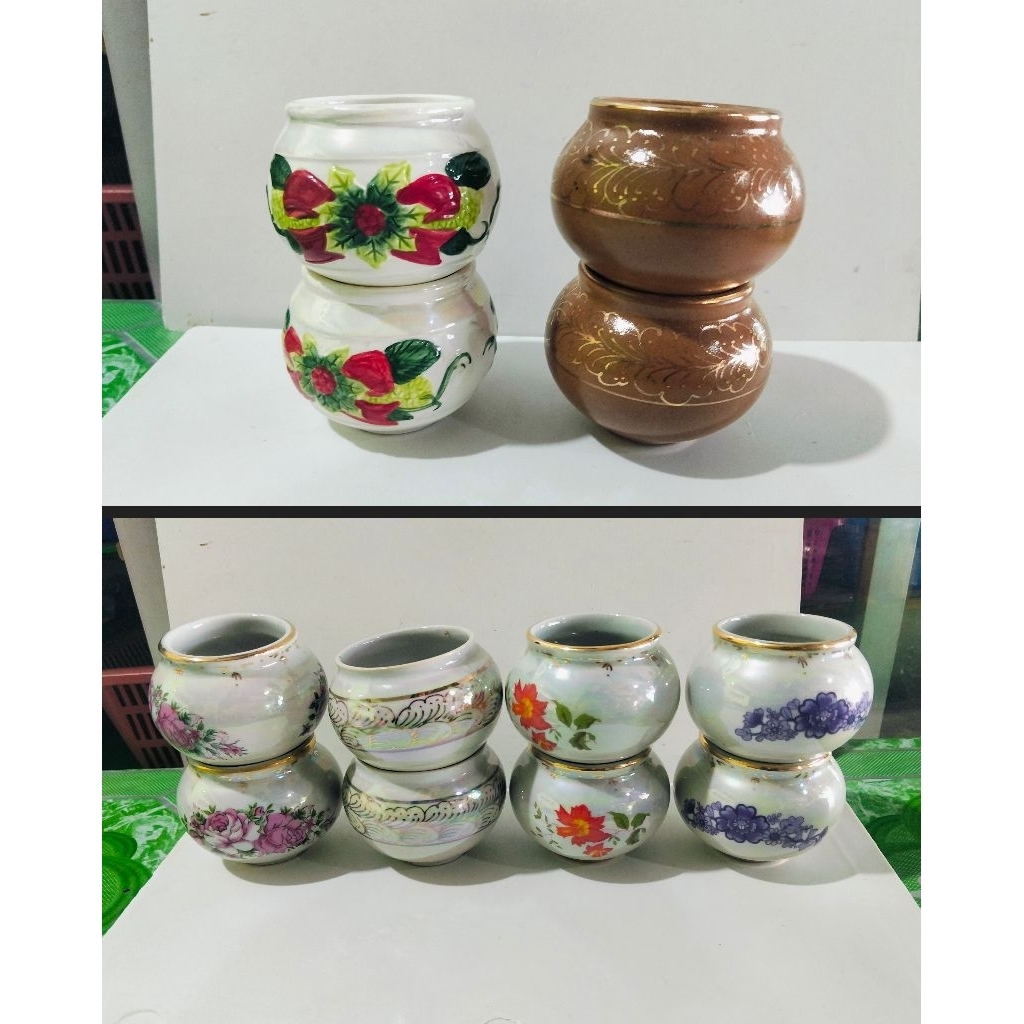 แก้วน้ำนกเขียนทองใหญ่+กลาง เซต1คุ่