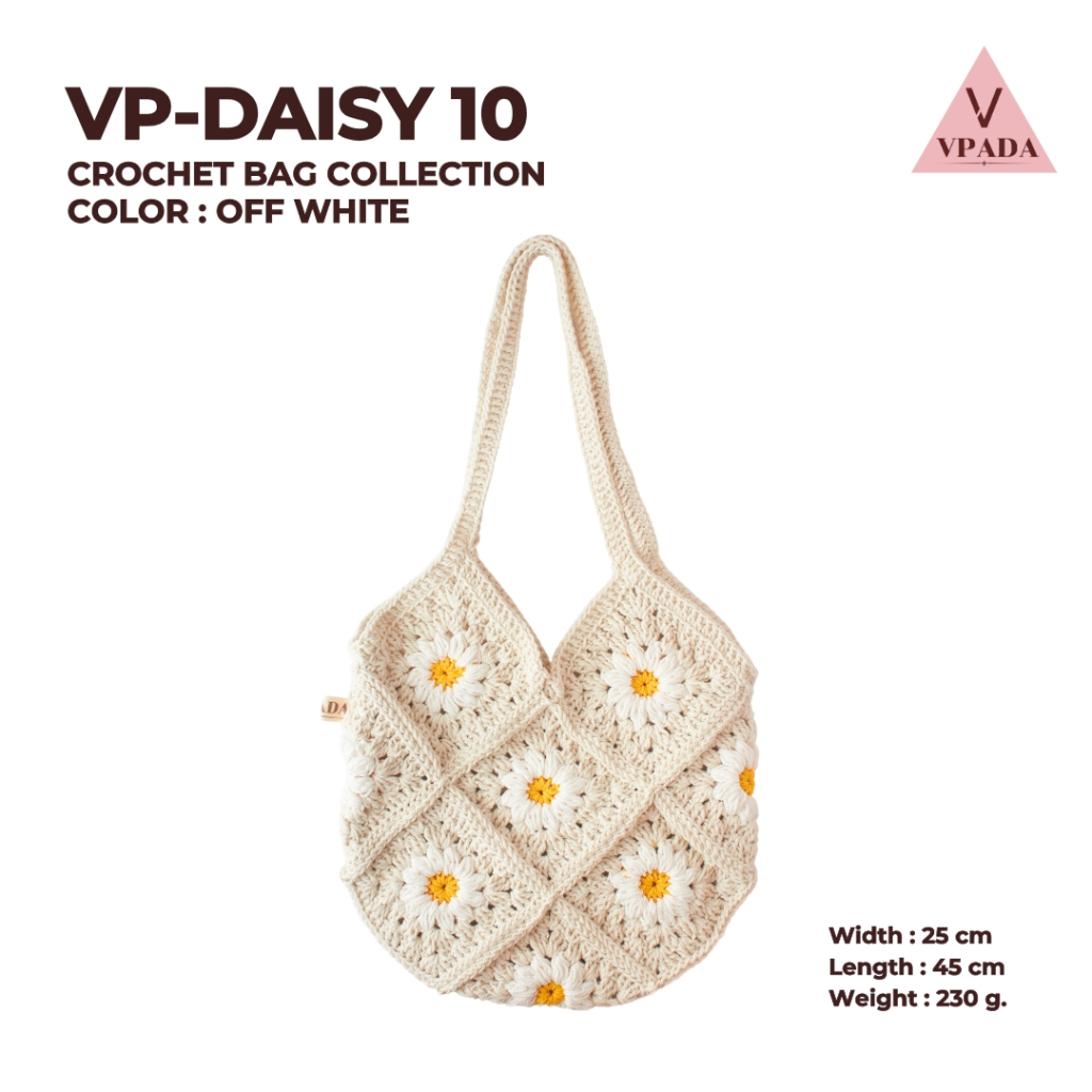Vpada_sandals_ Bag Crochet Daisy Collection Plain รองเท้าแตะชายหาดส้นแบน รองเท้าแตะแฟชั่น