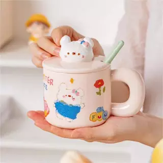 【พร้อมส่ง】 🐰"แก้วสีเทียนเกาหลี" 🐶 ฟิลคาเฟ่ หวานฝุดๆ น่ารักมากก ความจุ500ML. Lassie Decor🌺✨