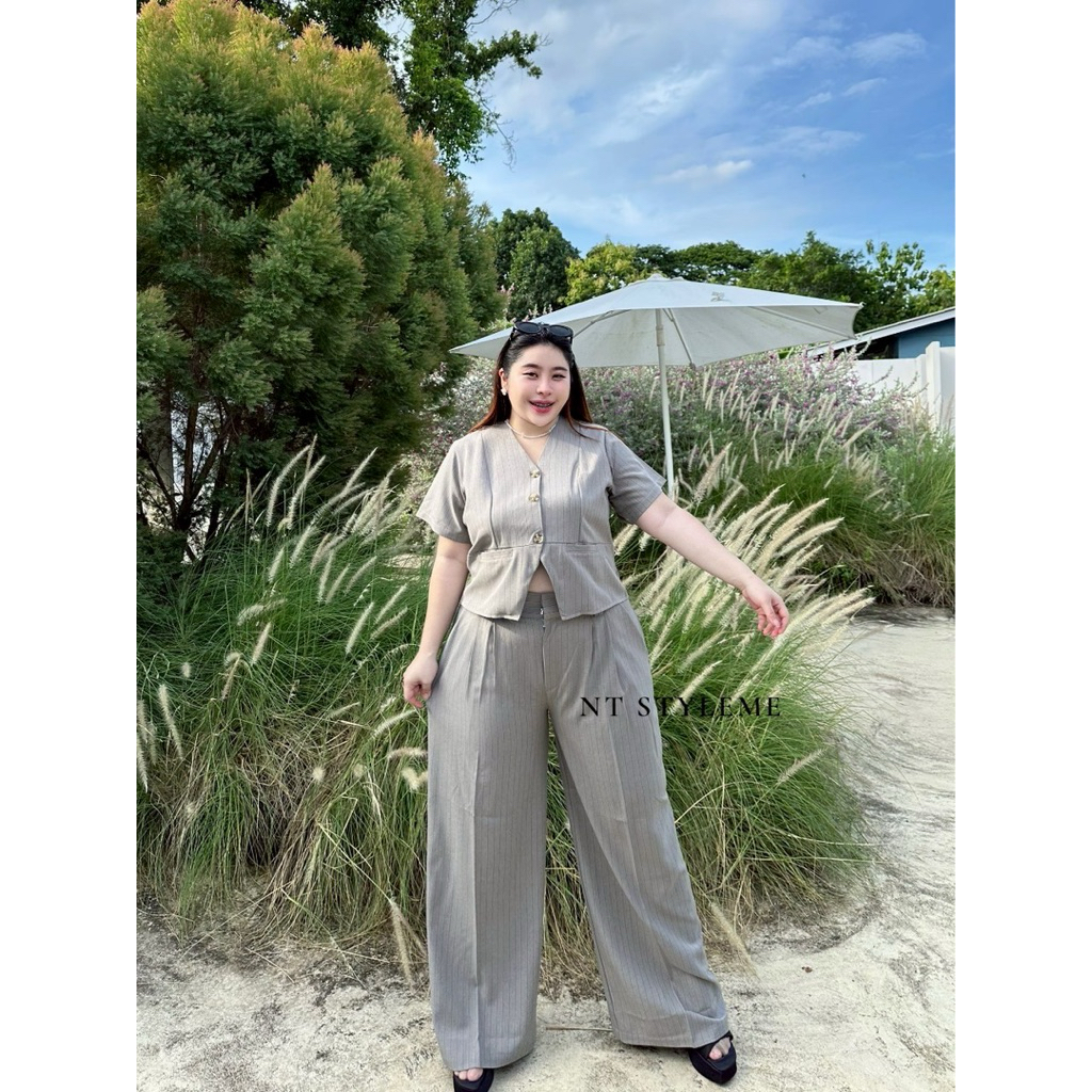 B18 ชุดเซ็ตสาวอวบเนื้อผ้าสโนว์ งานตรงไซส์เอว34-46 ทรงสวยใส่ได้ทุกโอกาส