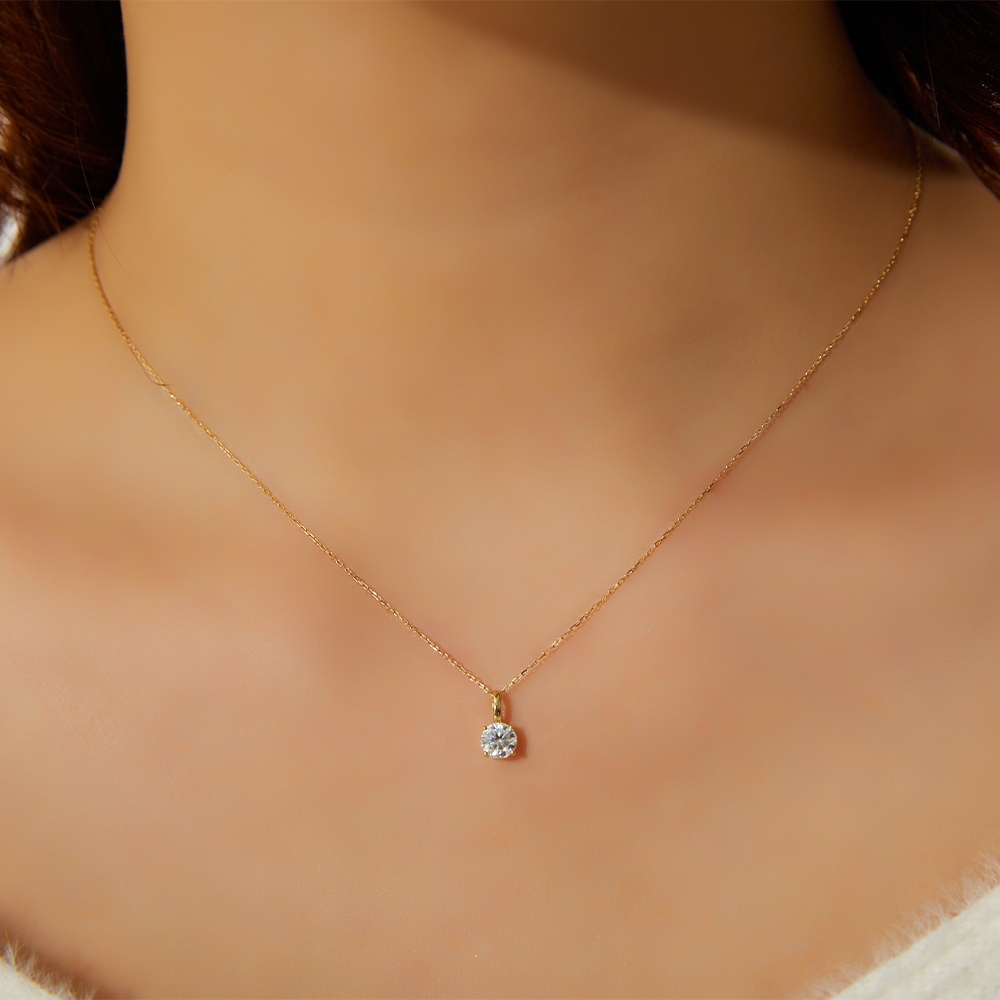 HELENE Basic Moissanite Chain Gold Necklace 14K