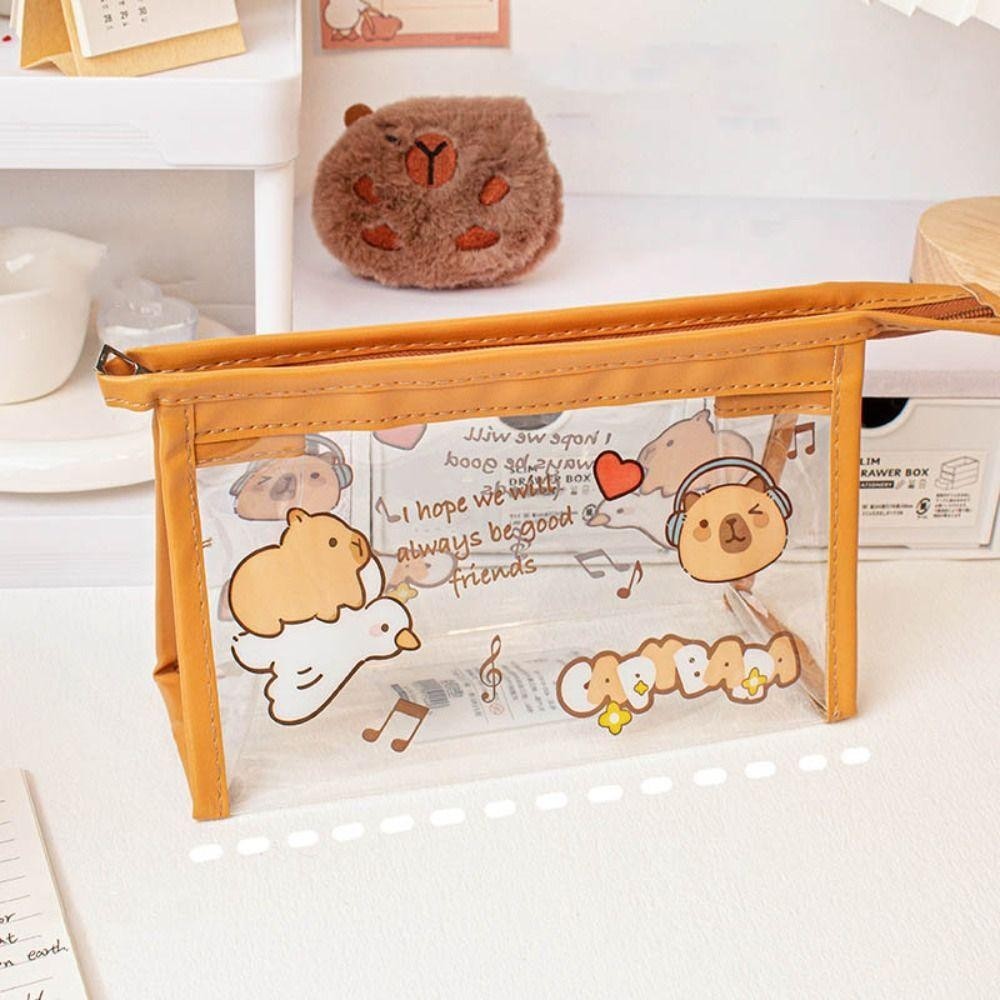 Capybara กระเป๋าดินสอ ลายคาปิบาร่า กระเป๋าเครื่องเขียนบบพกพากันน้ําใสซิปกระเป๋าของขวัญใหม่ - รูปที่ 6