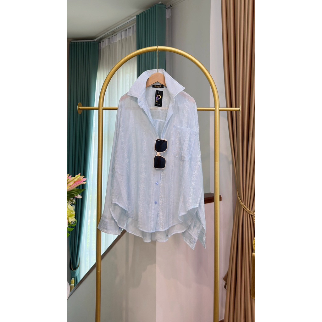 (อก 50“) เสื้อเชิ้ตแขนยาว (พิมพ์ลายฉลุ)   กระดุมหน้า “แต่งกระเป๋า” ราคา ถูกที่สุด ดีลบีเคเค แกลเลอรีภาพที่ 9