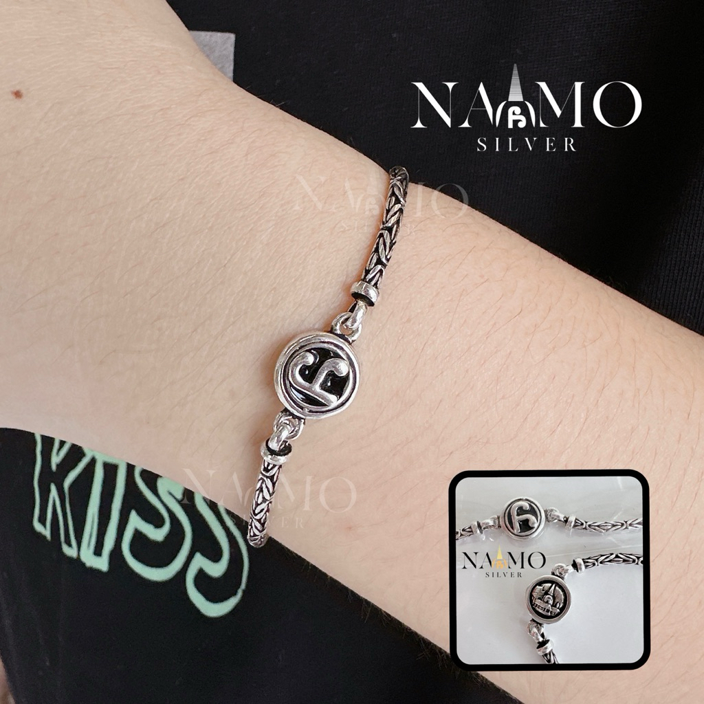 #ใหม่ สร้อยข้อมือเงินแท้ สร้อยข้อมือหัวนะโม สร้อยข้อมือบาหลีรมดำเงินแท้ 925 สร้อยข้อมือเงินแท้ 925