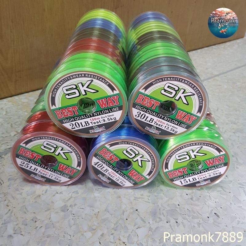 สายเอ็นโหลด เอ็นตกปลา SK PARROT 15LB - 40LB (1 ม้วน ยาว100 ม.) ขออนุญาตสุ่มสีให้ค่ะ