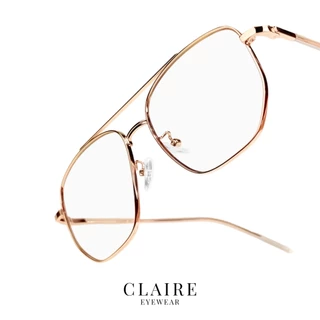 CLAIRE : (LU) แว่นสายตาสั้น รุ่น Luna Rose gold กรองแสงสีฟ้า กันแดดUV400 ออกแดดเลนส์เปลี่ยนสี "ชา" | Glasses