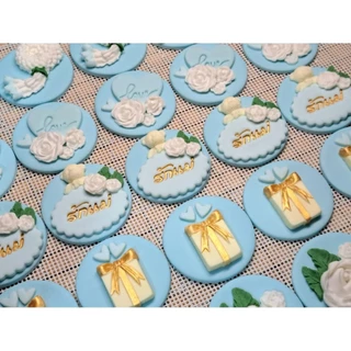 วันแม่ น้ำตาลแต่งคัพเค้ก Set 6 ชิ้น ธีมสีฟ้าเทศกาลวันแม่