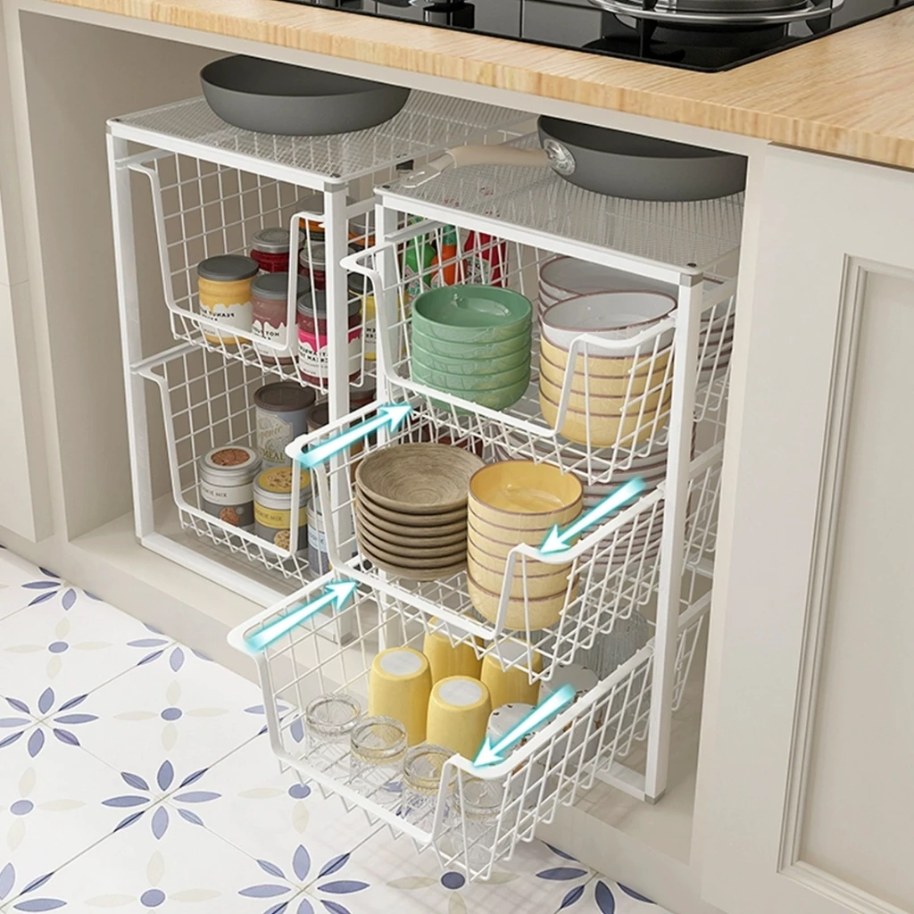 2/3Leyer ชั้นวางจาน Kitchen rack ชั้นวางของอเนกประสงค์ ชั้นวางใต้ซิงค์ ชั้นเก็บเสื้อผ้ามินิมอล จัดเก็บระเบียบ15่kg thumbnail 4
