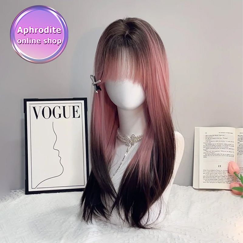 🔥จัดส่งตลอด 24 ชั่วโมง🔥 วิกผมหญิง วิกผมยาว 65CM-70CM วิกผมแมวสีชมพูสยาม  วิก วิกผมยาวลอน Aphrodite online shop