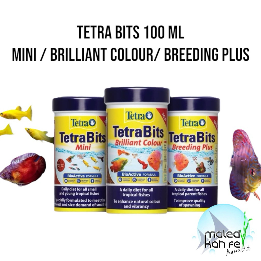 รวม อาหารปลาเล็ก Tetra Bits 100 Ml MINI / Brilliant Colour/ Breeding Plus / complete เตตราบิท tetrabits อาหาร min baby