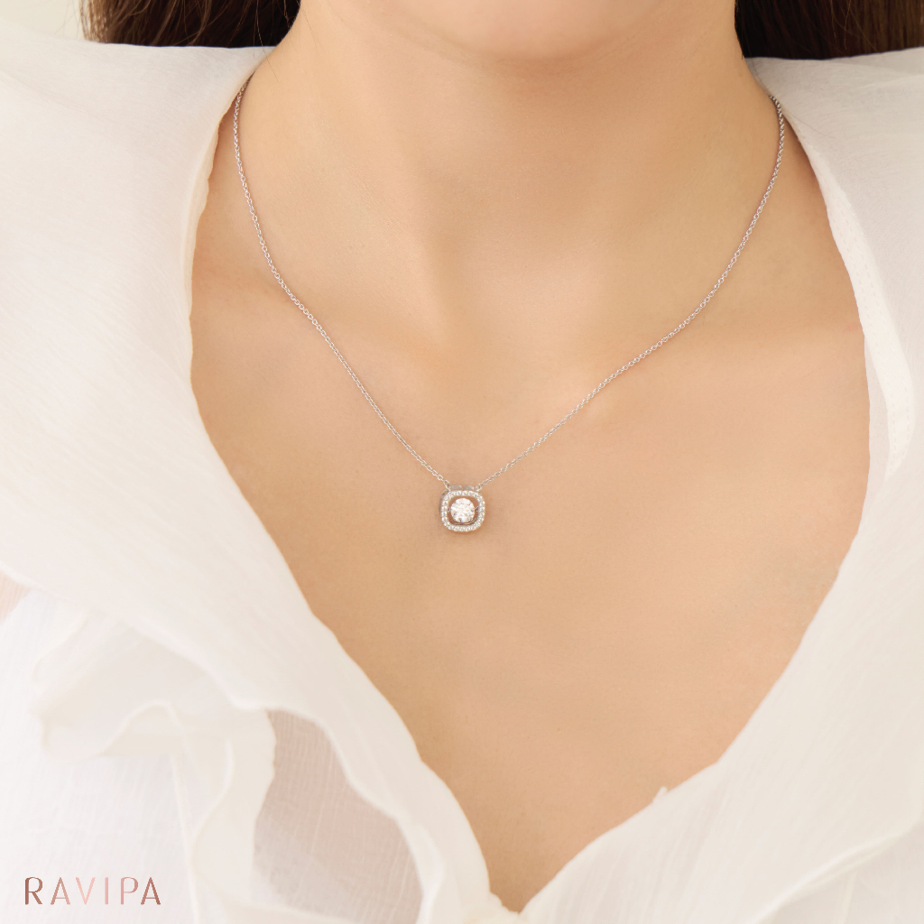 Ravipa | LAKSHMI Dancing Diamond Asscher Necklace พระแม่ลักษมี – สร้อยคอ ราคา ถูกที่สุด ดีลบีเคเค แกลเลอรีภาพที่ 3