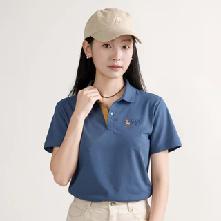 Plus size~Polo shirt Women's blue short sleeve เสื้อแขนสั้นลายปักแนวเทรนด์ เสื้อโปโลสไตล์สบาย ๆ ใส่ได้หลายโอกาส HOT