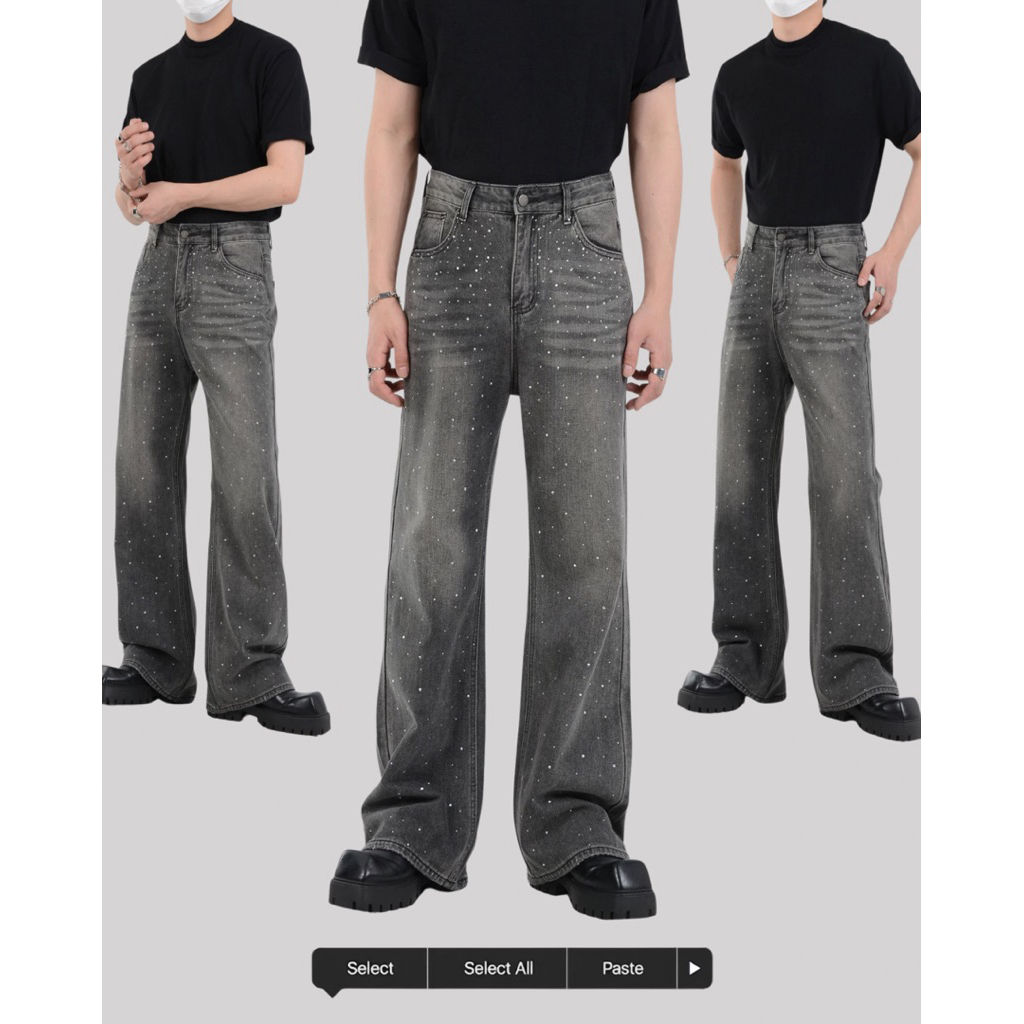PAPA.XQ MANDARIN JEANS 👖 (NEW! กางเกงยีนส์ แต่งคริสตัล พร้อมส่ง✨‼️)