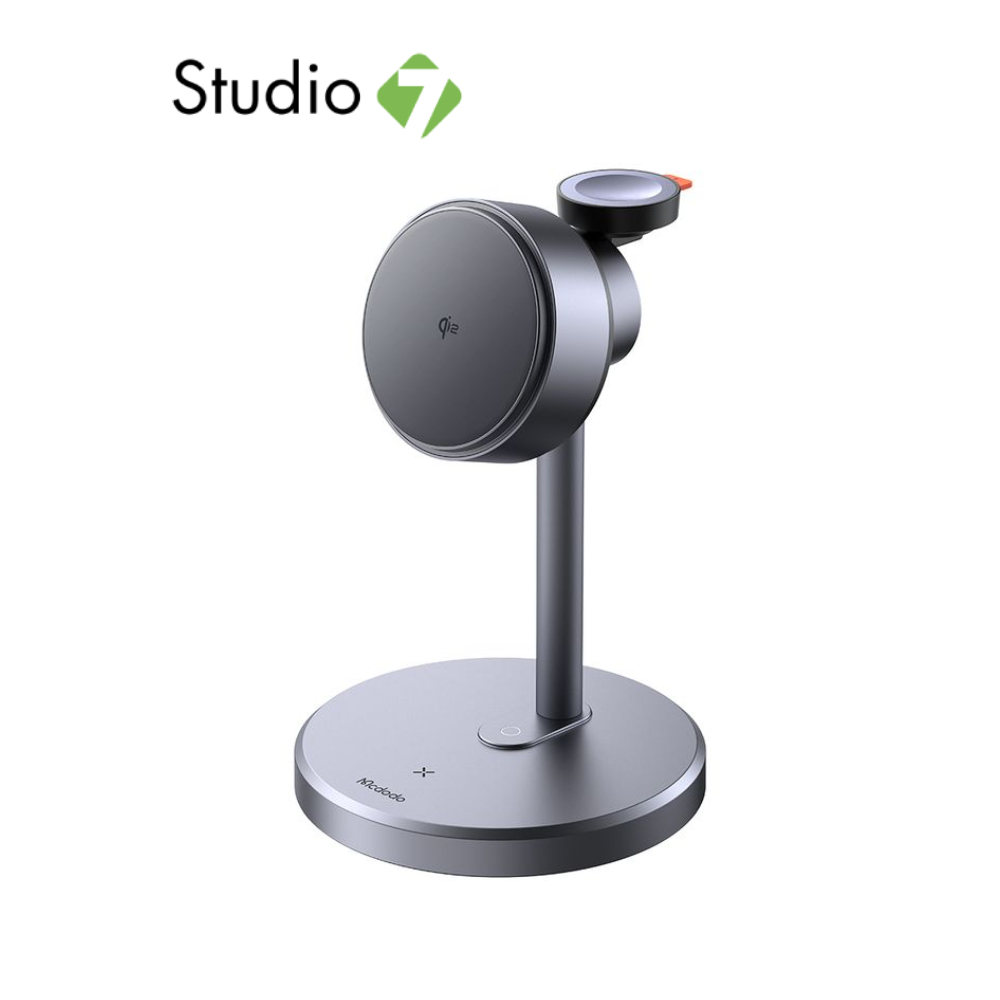 ที่ชาร์จไร้สาย MCDODO 3-in-1 Qi2 Wireless Charger Magnetic MagQ Stand 15W Black (CH-2460) by Studio7