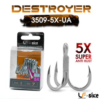 เบ็ดสามทาง TREBLE HOOK 3509-5X BY LF ขนาด: 8, 6, 4, 2, 1, 1/0, 2/0 ออกแบบมาให้คม, แข็งแรง และทนทาน สำหรับการใช้งาน ส่งไว