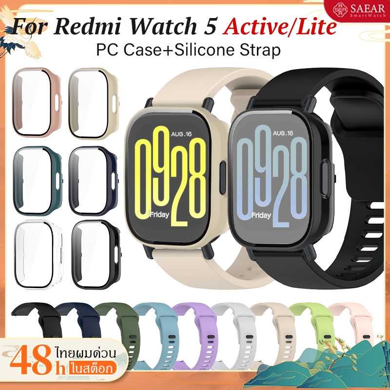 【เคส+สาย】สำหรับ Redmi Watch 5 Active Strap / Redmi Watch 5 Lite สายซิลิโคนสำหรับ Xiaomi Redmi Watch 5 Lite Strap+Case