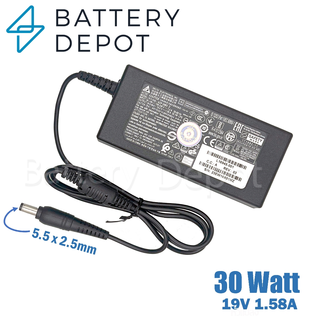 Delta Adapter ของแท้ 19V/1.58A 30W หัวขนาด 5.5*2.5mm สำหรับ HP 22f Display Monitor / Acer Monitor SA241Y สายชาร์จ