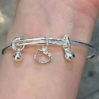สร้อยข้อมือ Hello Kitty จี้กระดิ่ง สไตล์เกาหลีเครื่องประดับแฟชั่นสําหรับผู้หญิงของ
