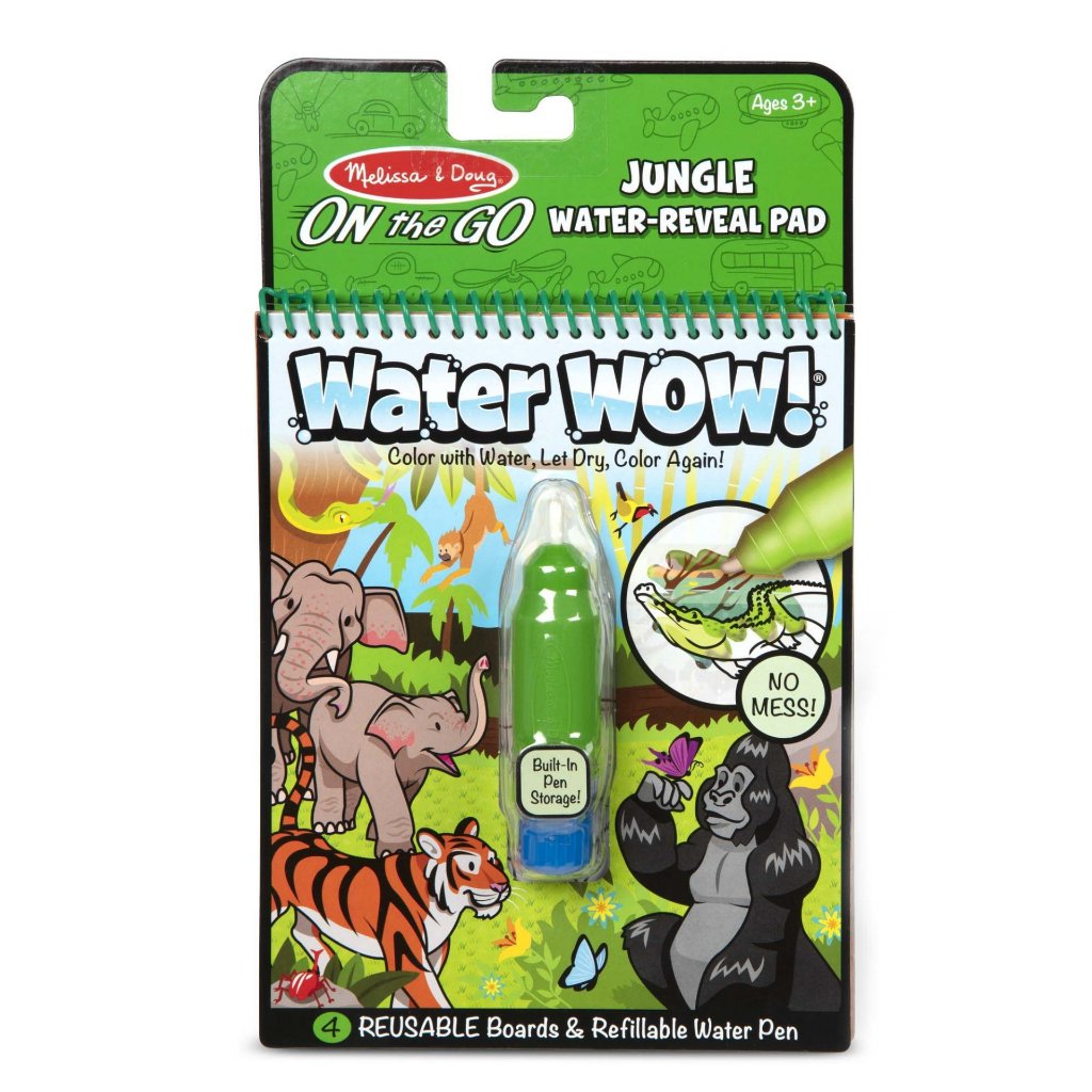 Melissa & Doug Water Wow Space Jungle สมุดระบายสีด้วยน้ำรียูสซาเบิลรุ่นสัตว์ป่า พร้อมปากกาเติมน้ำได้