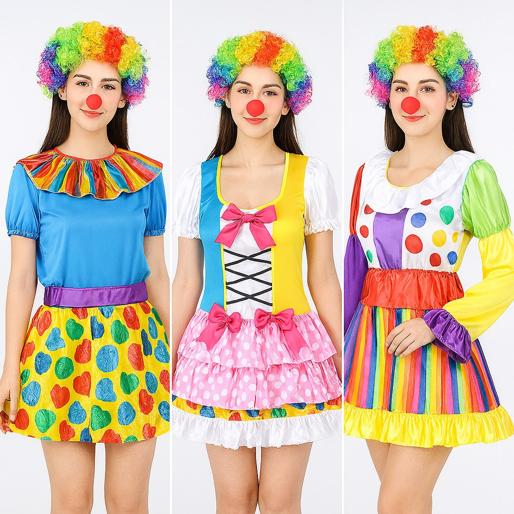 สินค้าอยู่ไทย    ชุดตัวตลกหญิง โบโซ่ คาร์นิวัล Clown (ไม่รวมวิก+จมูก) cp83.2 cp83.3 cp83.4 cp83.5