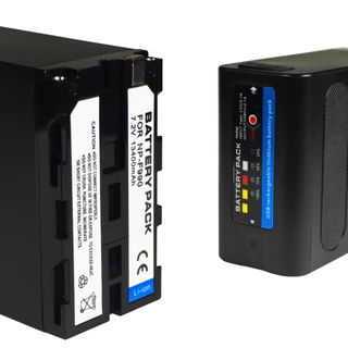 แบตเตอรี่ 13,400mAh NP-F990มีไฟบอกสถานะแบต Sony type Battery with DC and USB NP-F980 NP-F970 NP-F960