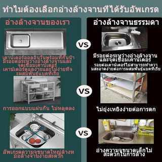 🔥ไม่เป็นสนิม 100%🔥ซิงค์ล้างจาน สแตนเลส304 พร้อมที่วางมีด อ่างล้างจานล้างผัก เคาน์เตอ แบบออลอินวัน อ่างล้างจาน