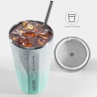 MEECOPA แก้วกาแฟเก็บความเย็นเก็บอุณหภูมิ สแตนเลส 304 600ML มีหลอดดื่ม กันรั่ว 360° สะดวกพกพา