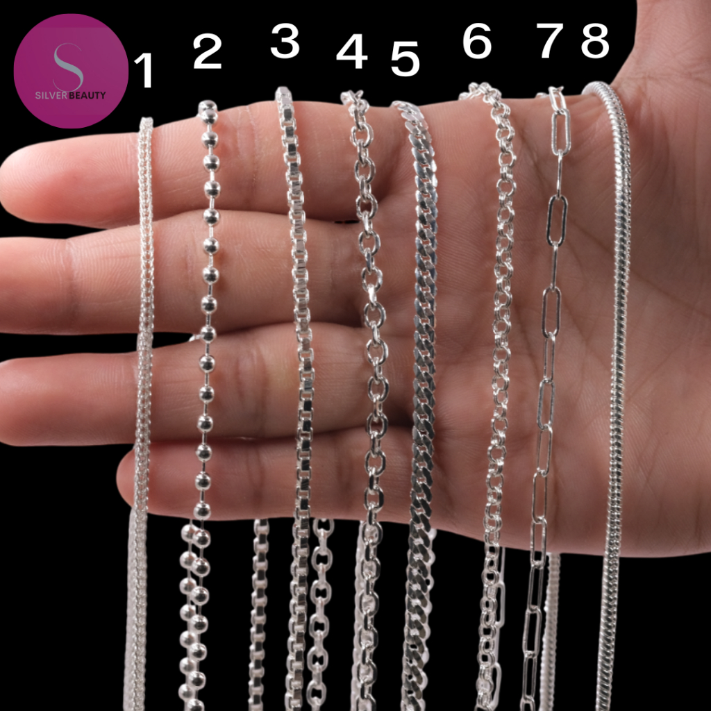 8ลายตะขอหัวจรวดSILVER BEAUTYสร้อยคอเงินแท้92.5% 1สลึง2mm.ไซส์ 18-24นิ้ว(เงินแท้ทั้งเส้นไม่ชุบไม่ลอก)