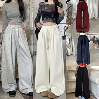 กางเกงขากว้างเอวสูงสไตล์เกาหลี กางเกงกีฬาสำหรับผู้หญิง กางเก…