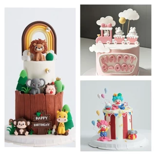 ส่งจากไทย‼️ตุ๊กตา แต่งเค้ก วันเกิด Cake ยางนิ่ม ลายสัตว์ ไดโนเสาร์ DIY ตั้งได้