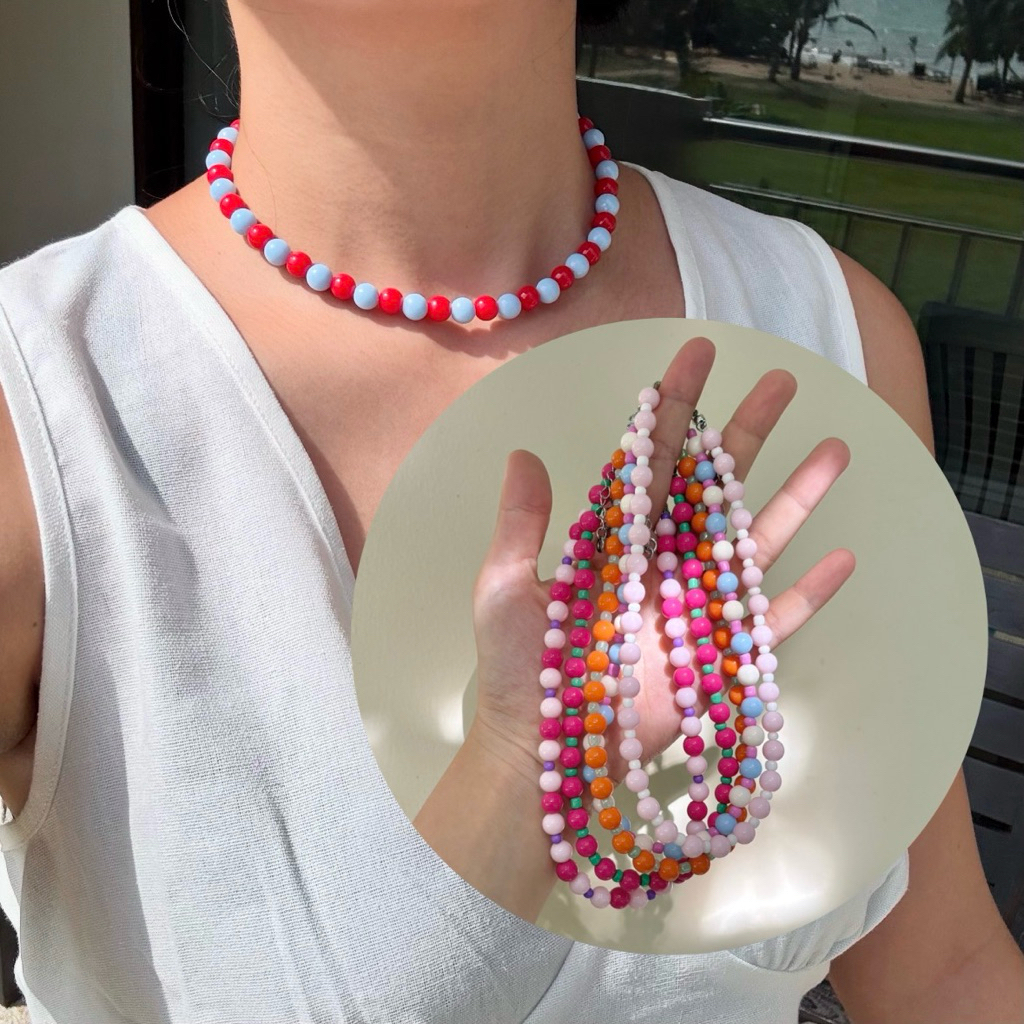 Piing me Necklace | สร้อยคอลูกปัดเม็ดใหญ่ 🧤🥣 (8/10 mm)