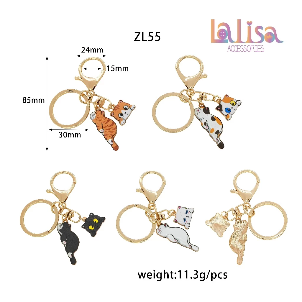 พวงกุญแจ รูปแมว หลากหลายสี alloy keychain ZL55