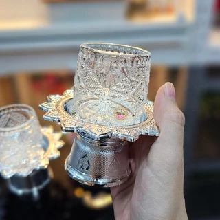 เซตแก้วถวายน้ำพระพร้อมพาน 1 ชุด(แก้ว+พาน) มีหลายแบบ