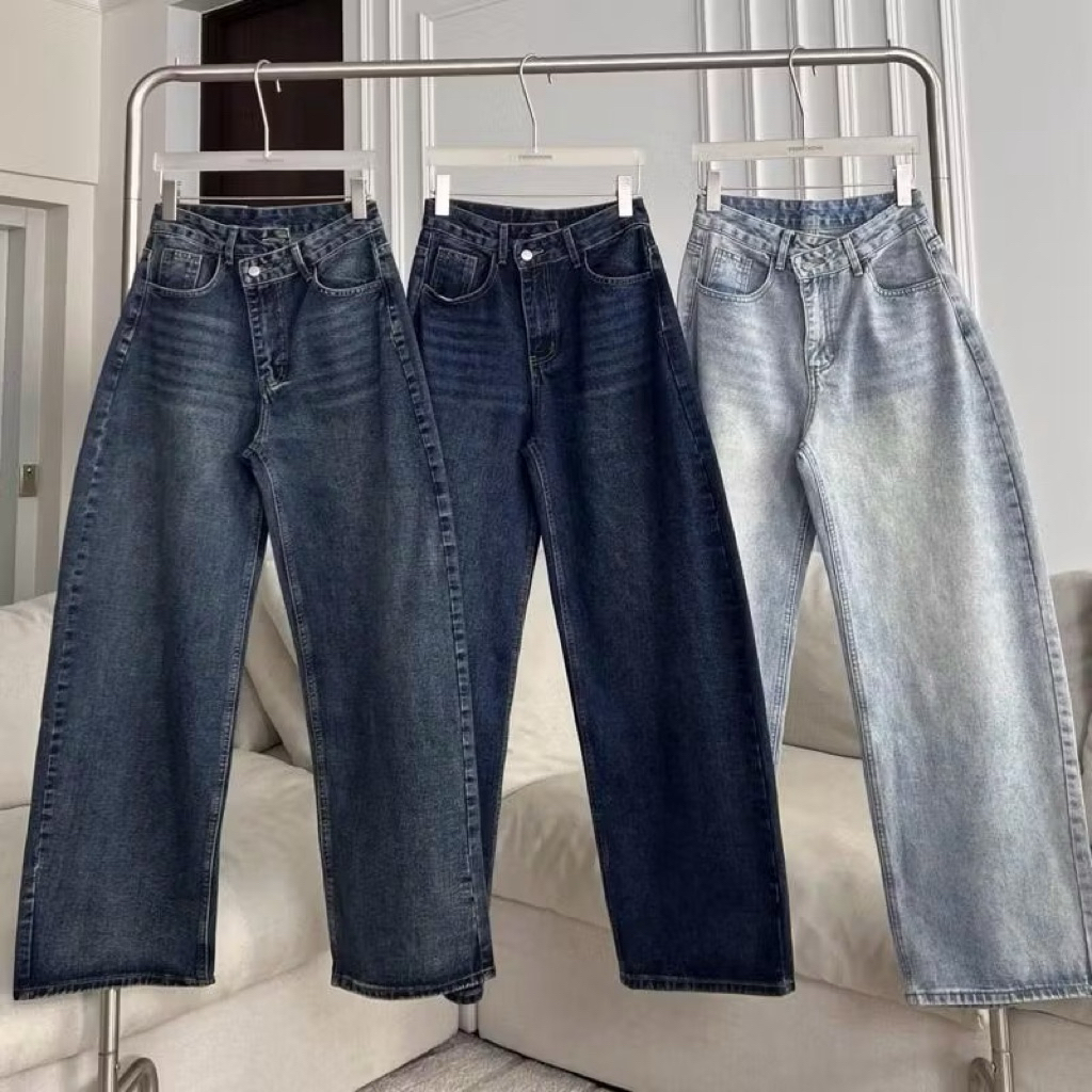 PTJ30236 Bubble Barrel Mid-rise กางเกงยีนส์ PROMTHONG