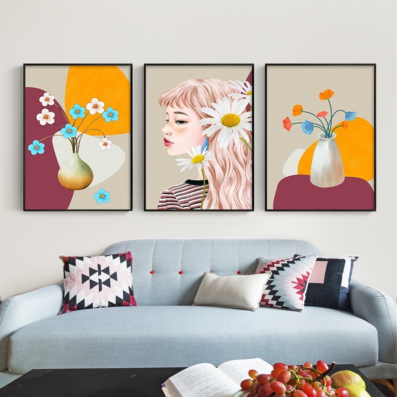 3Pcs 30*40cm รูปภาพติดผนัง มินอมอล รูปภาพติดผนังพร้อมกรอบ รูปภาพติดผนังขนาดใหญ่ ผนัง ตกแต่งบ้าน