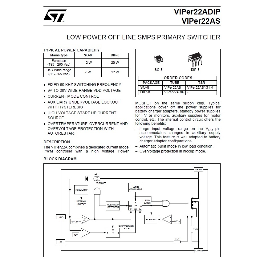 ไอซี วงจรรวม ภาคจ่ายไฟ IC Switcher Integrated Circuit Viper12A Viper22A #SOP-8 (1 ตัว) ราคา ถูกที่สุด ดีลบีเคเค แกลเลอรีภาพที่ 6