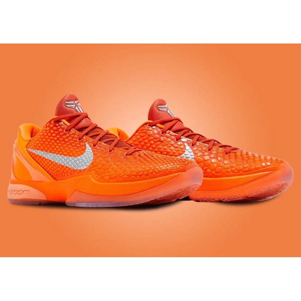 [พร้อมส่งด่วน แท้100% โค้ดลด] Nike Kobe 6 Protro Total Orange Metallic Silver 12US รองเท้า