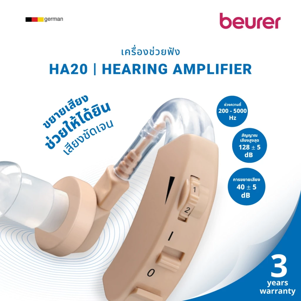 Beurer เครื่องช่วยฟัง ช่วยขยายเสียง เสียงชัดเจน Hearing Amplifier รุ่น HA 20 [รับประกัน 3 ปี]
