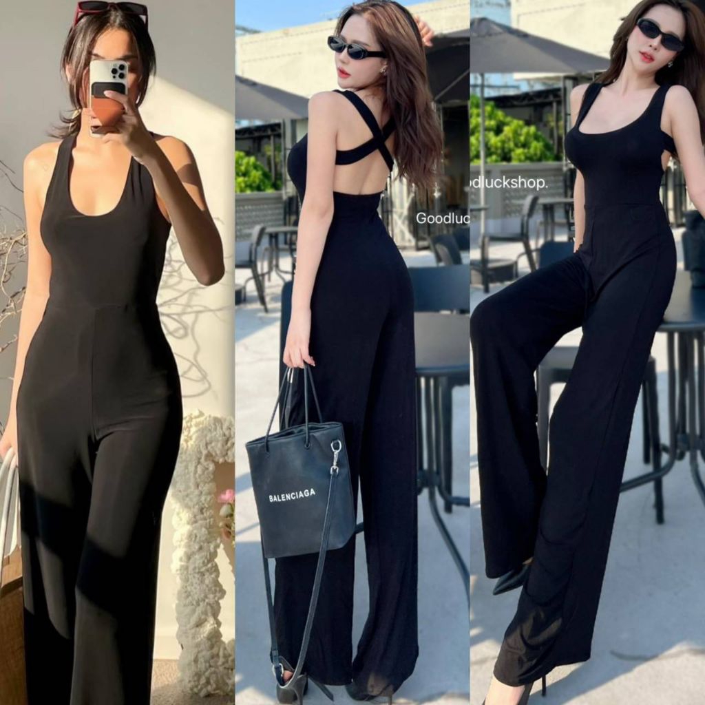 จั้มสูทขาขาวไขว้หลังทรงสวย