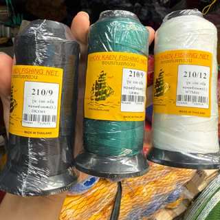 ด้ายไนล่อน100% เบอร์3-เบอร์15 สี ดำ/เขียว/ขาว (1ม้วนหนัก1ขีด)
