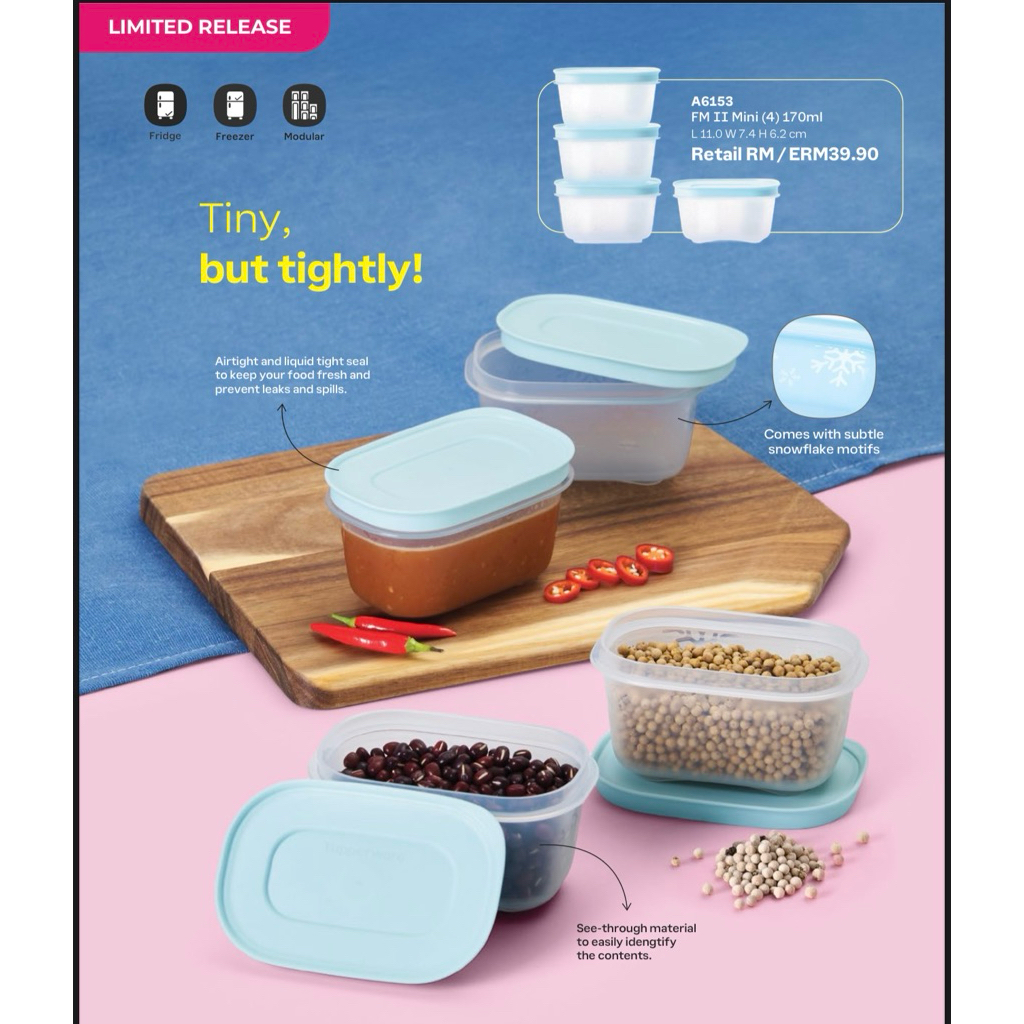Tupperware รุ่น Freezer Mates Gen II Mini 170ml ฝาสีเหลือง