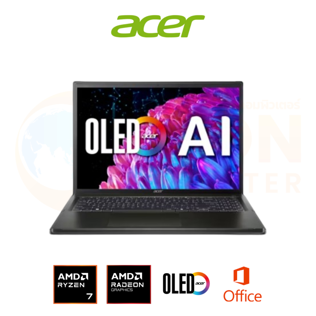 ACER SWIFT EDGE 16 SFE16-44-R5DT NOTEBOOK (โน้ตบุ๊ค) AMD RYZEN 7 8840U / 32 GB / 1TB / WIN 11+OFF / 