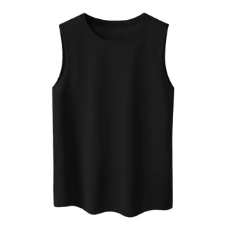 ACHSAWAKE ผู้ชายเสื้อกั๊กสะดวกสบายง่ายต่อการผ่อนคลายแขนกุดสีทึบ