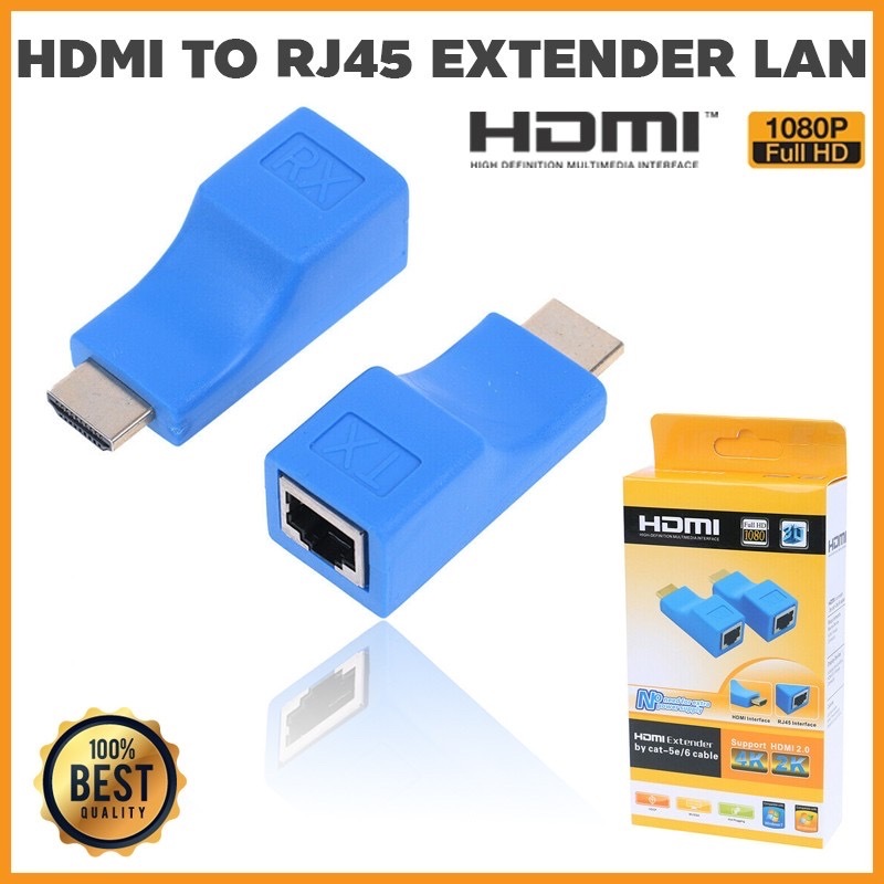 2pcs 1080P HDMI Extender to RJ45 Over Cat 5e/6 Network LAN Ethernet