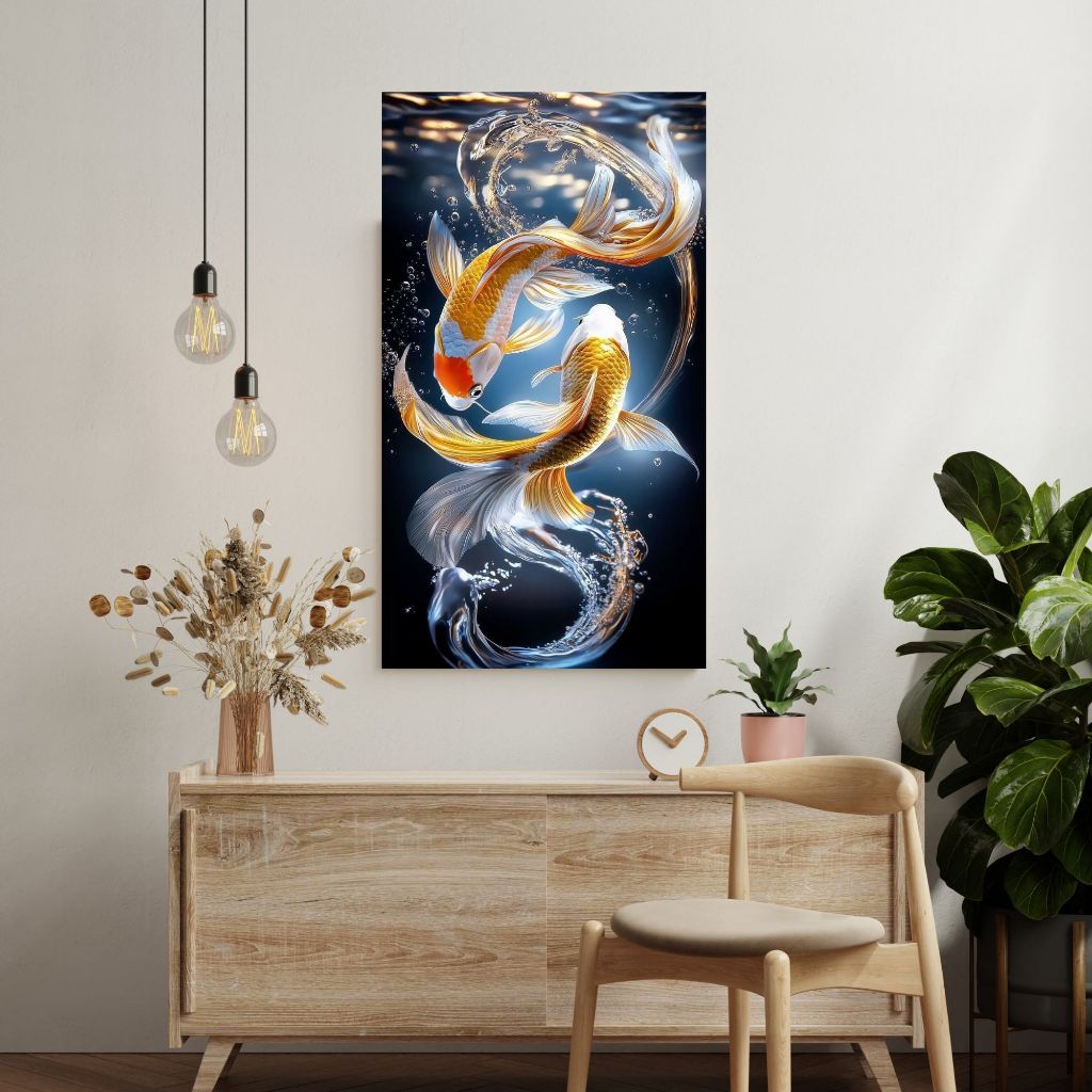 กรอบลอยไวนิล ปลาคราฟมงคล สวยงาม