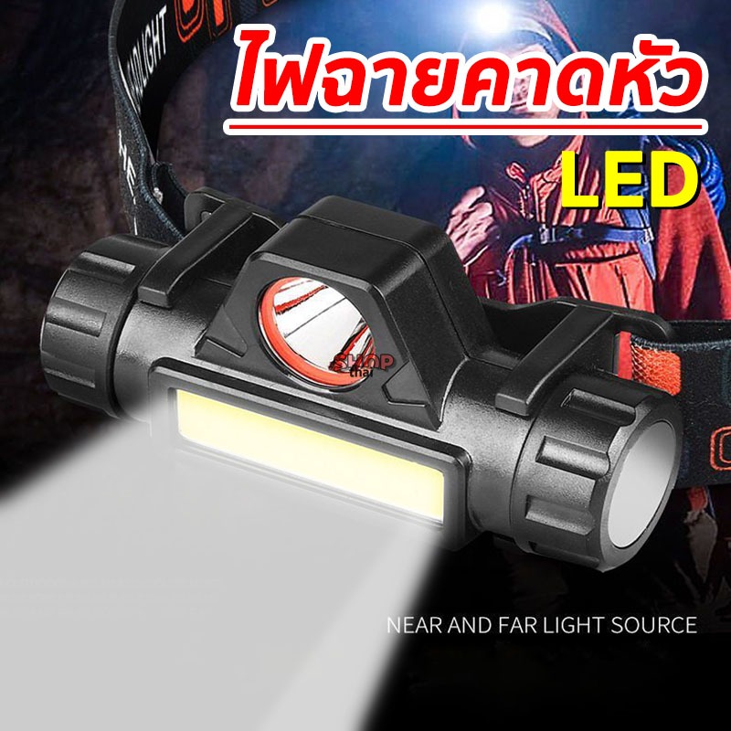 ไฟฉายคาดหัวเดินป่า LED Mini Headlight (แสงขาว) กันฝน ชาร์จUSB แม่เหล็กด้านข้าง น้ำหนักเบา ไฟ 2 สเต็ป