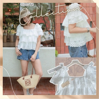Chaline •  เสื้อแขนระบายลูกไม้ ผ้าคอตตอนนุ่ม APPLECLOSET
