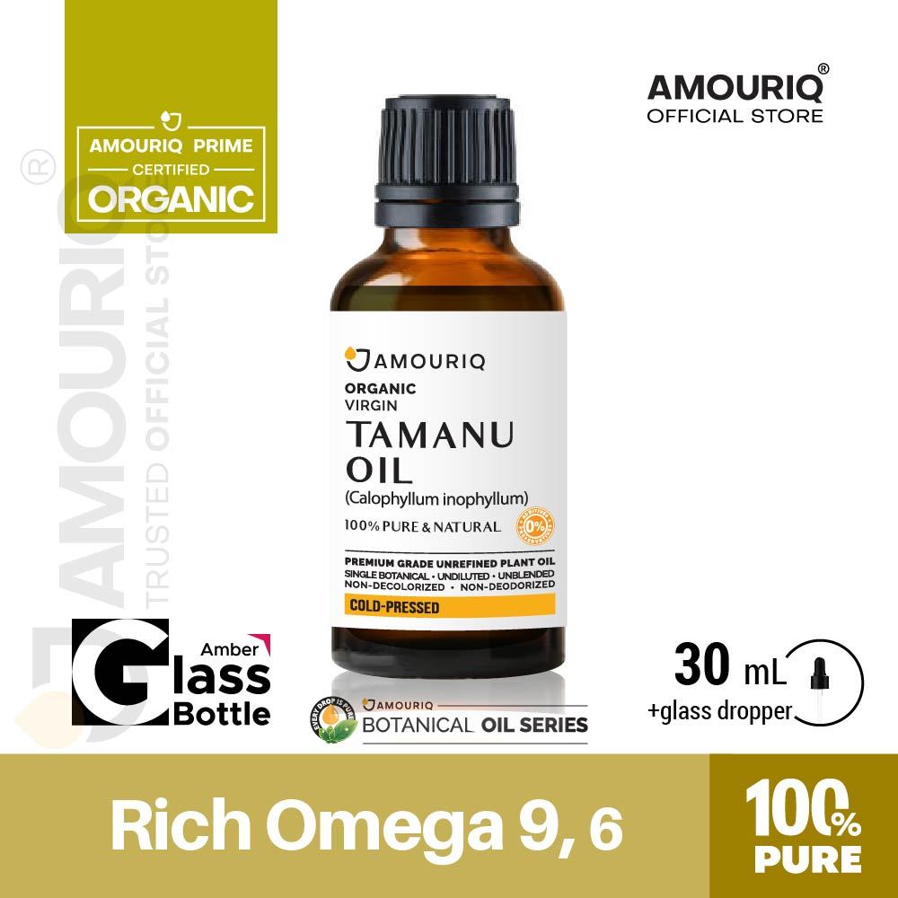 AMOURIQ® น้ำมันต้นกระทิง ทามานู ออร์แกนิกสกัดเย็น Tamanu Oil Organic Virgin Cold-Pressed Glass btl.