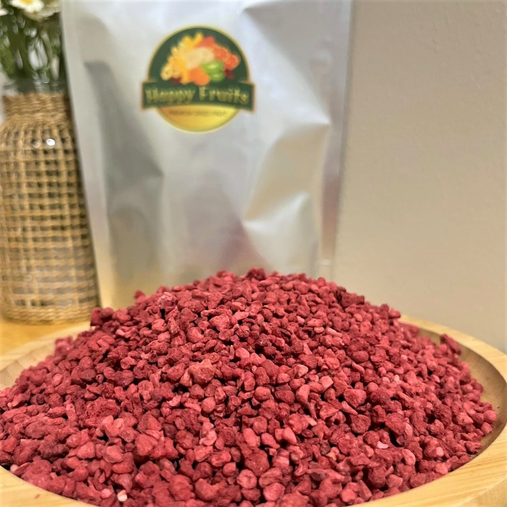 Freeze Dried Raspberry Pieces ราสเบอร์รี่ฟรีซดรายแบบชิ้น ผลไม้อบกรอบ ฟรีซดราย เกรดพรีเมี่ยม By Happy Fruits